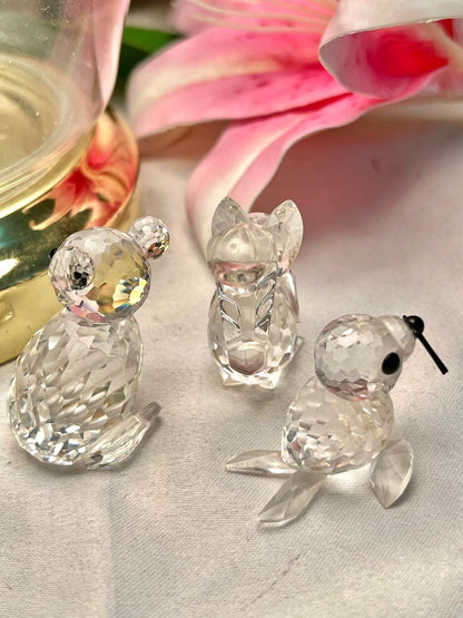 3-Piece Clear Crystal Animal Figurine Set