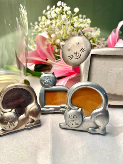 4-Piece Silver-Toned Cat Photo Frame Set – Up to 5 Inch