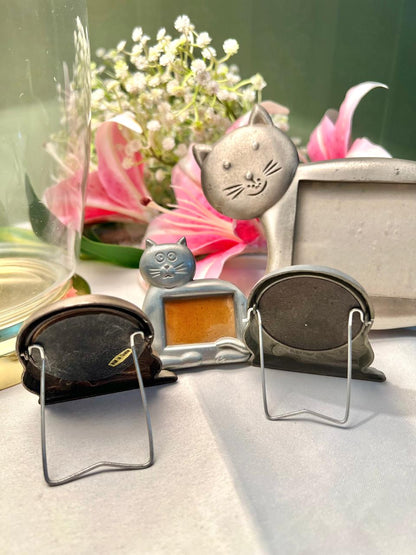 4-Piece Silver-Toned Cat Photo Frame Set – Up to 5 Inch