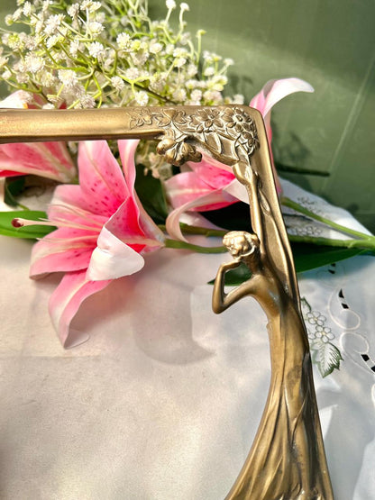 Brass Art Nouveau Lady Photo Frame – Approx. 9.5 Inch