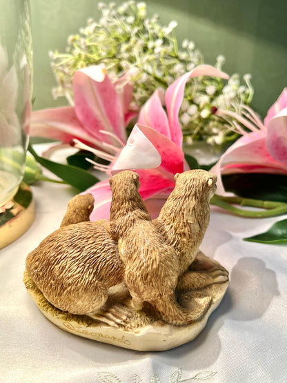 Brown Otter Family Miniature Decor Approx. 11 cm