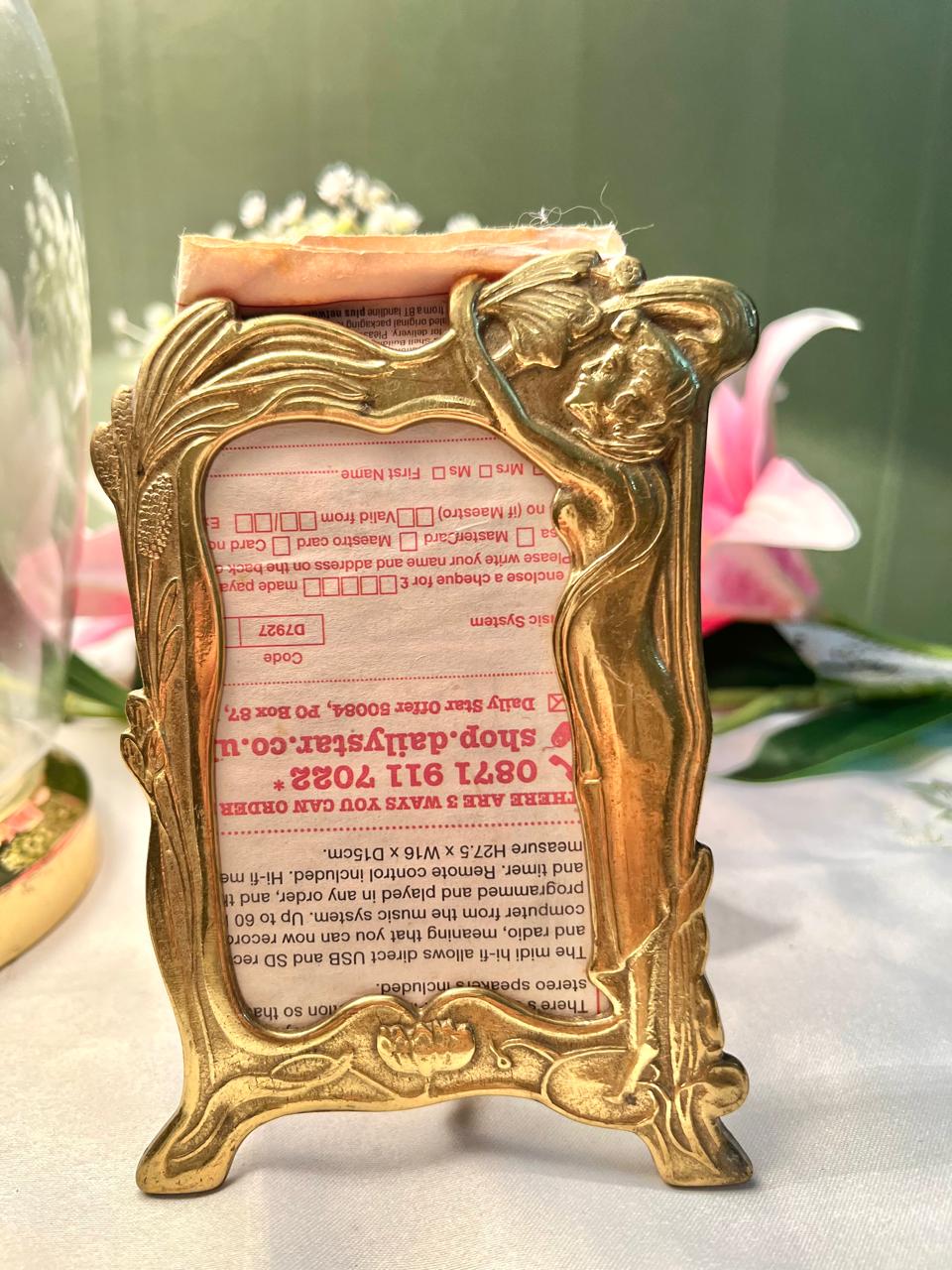 Brass Art Nouveau Floral Photo Frame – Approx. 5.5 Inch