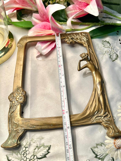 Brass Art Nouveau Lady Photo Frame – Approx. 9.5 Inch