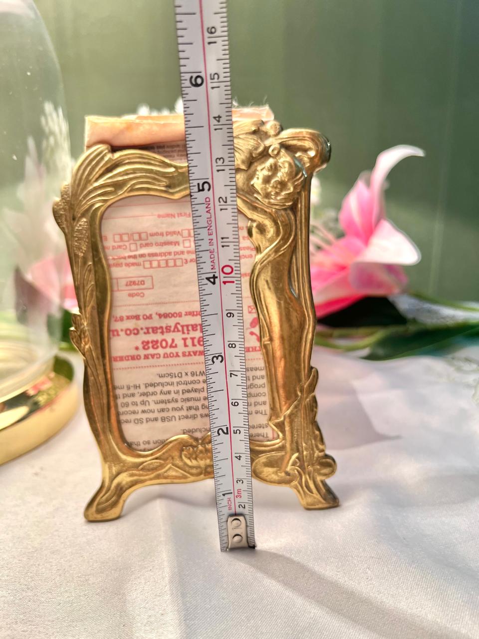 Brass Art Nouveau Floral Photo Frame – Approx. 5.5 Inch