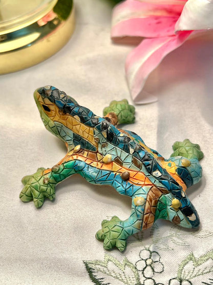 Colorful Crocodile Figurine with Mosaic-Style Detailing