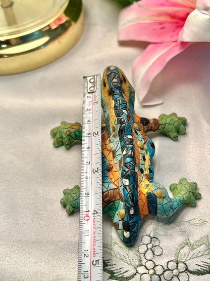 Colorful Crocodile Figurine with Mosaic-Style Detailing