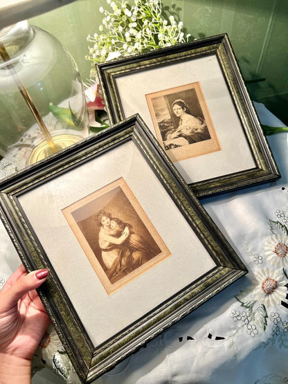 2-Piece Sepia Portrait Framed Print Set – Approx. 10.5 Inch