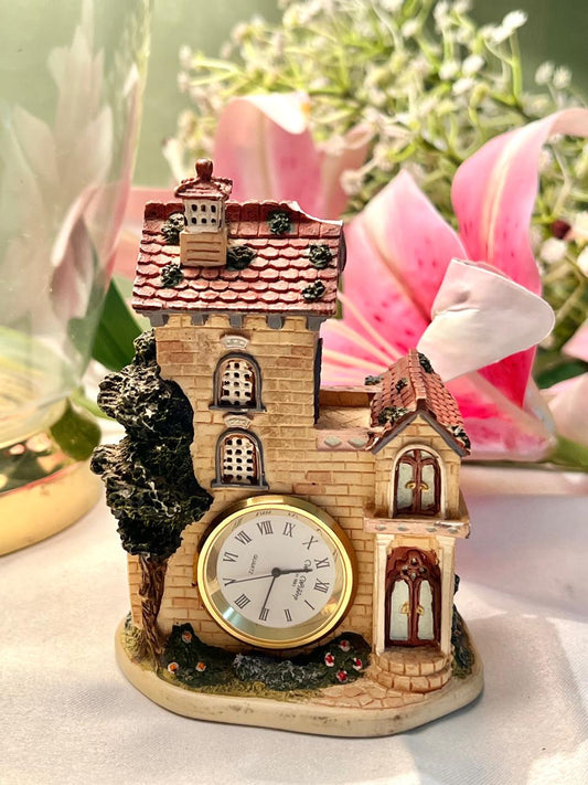 Miniature Cottage Clock Decor Approx. 11 cm