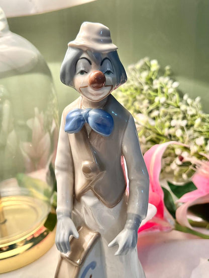 Tall Ceramic Clown Figurine with Blue Bow Approx. 23 cm