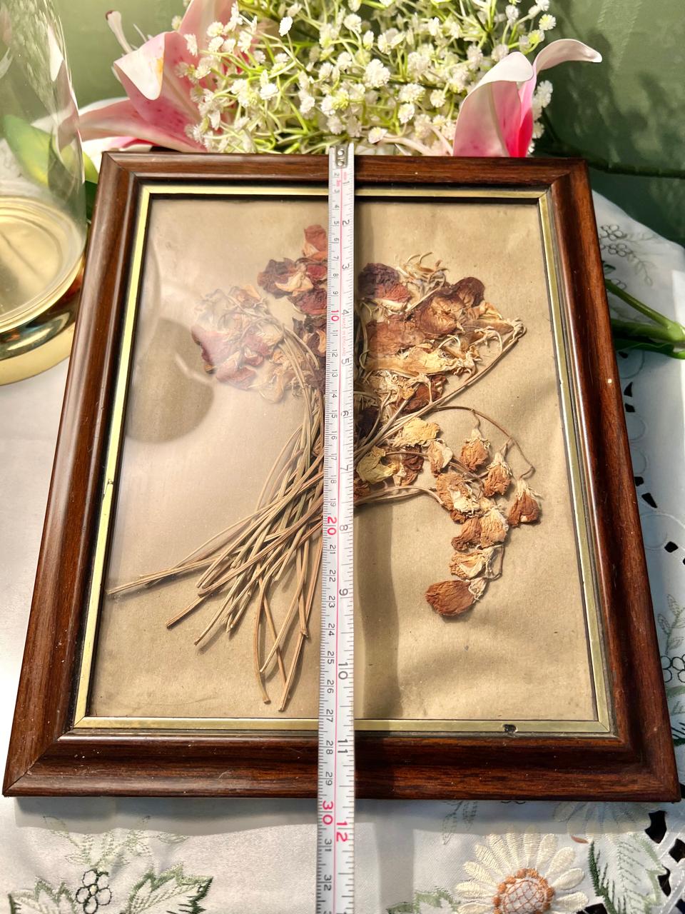 Framed Dried Floral Artwork in Wood Frame – Approx. 11.5 Inch