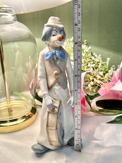 Tall Ceramic Clown Figurine with Blue Bow Approx. 23 cm
