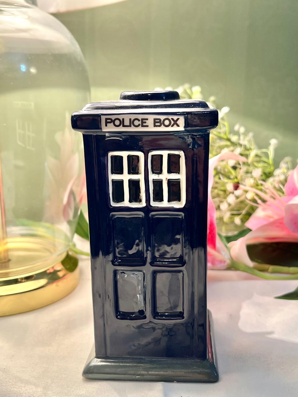 Police Box Ceramic Coin Box Decor Approx. 16 cm