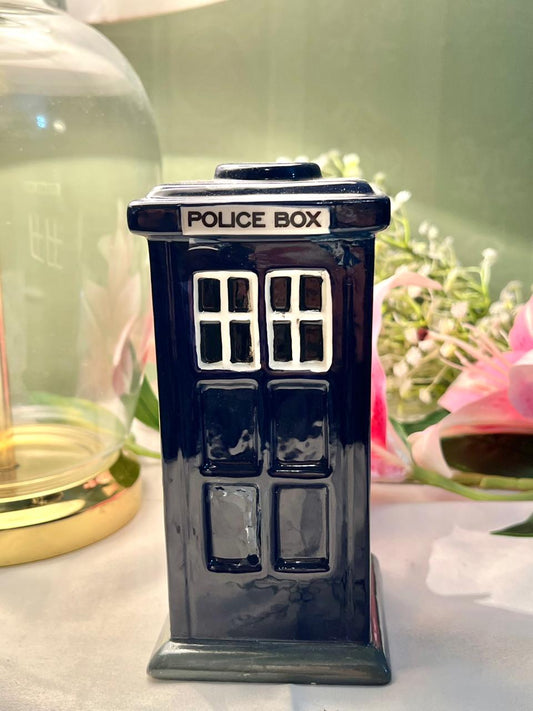 Police Box Ceramic Coin Box Decor Approx. 16 cm