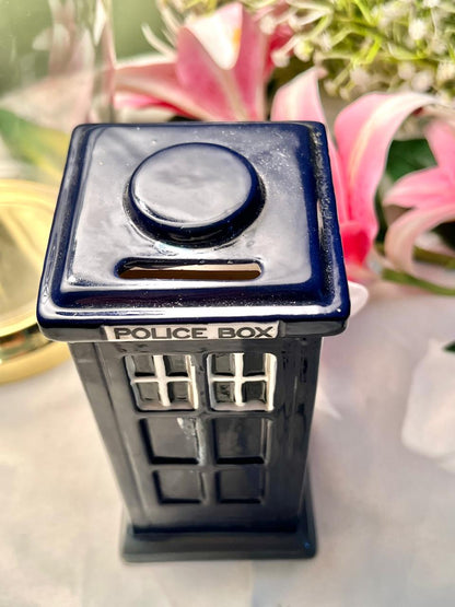 Police Box Ceramic Coin Box Decor Approx. 16 cm
