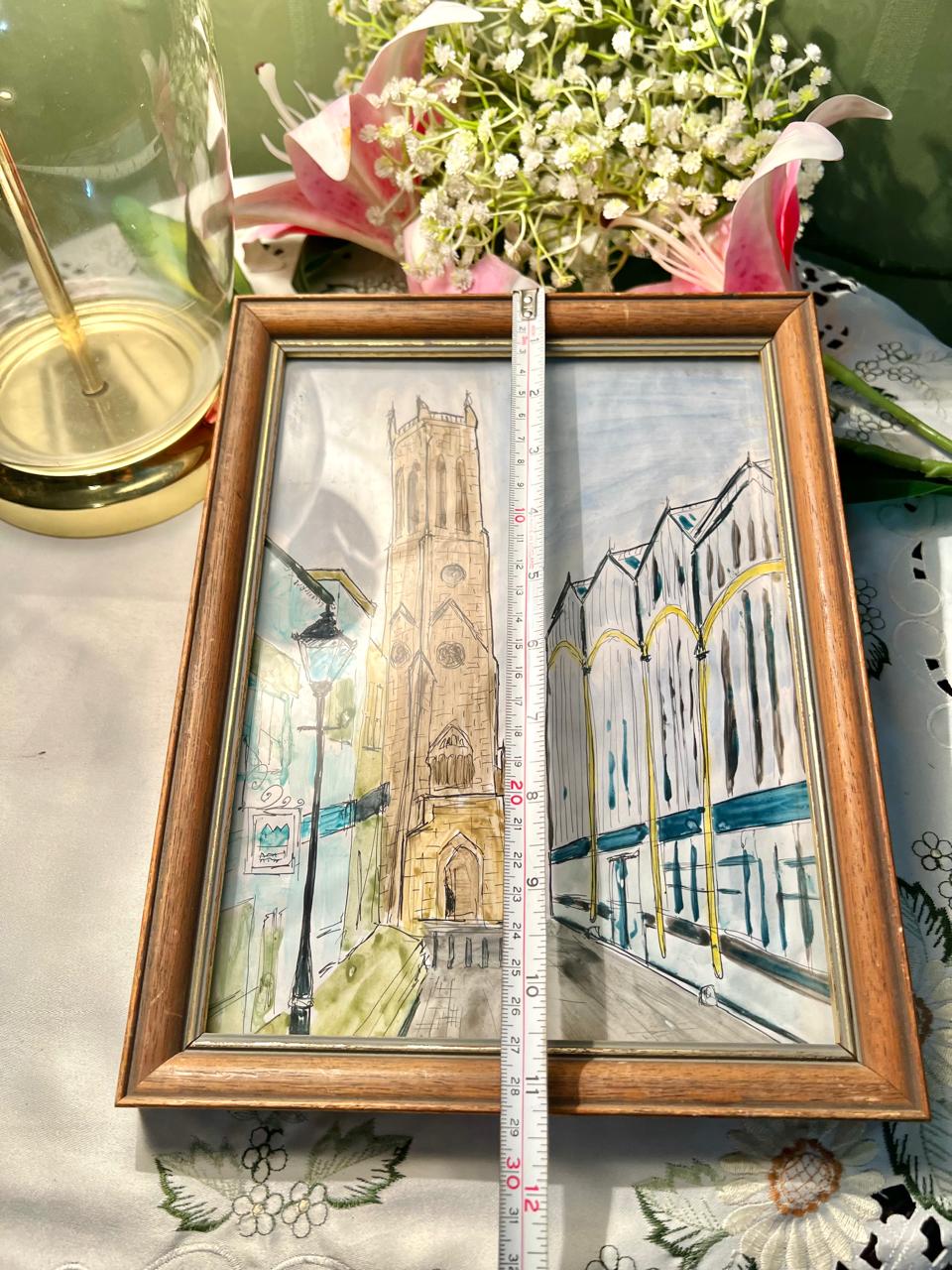 Architectural Street Scene Painting – Approx. 11 Inch