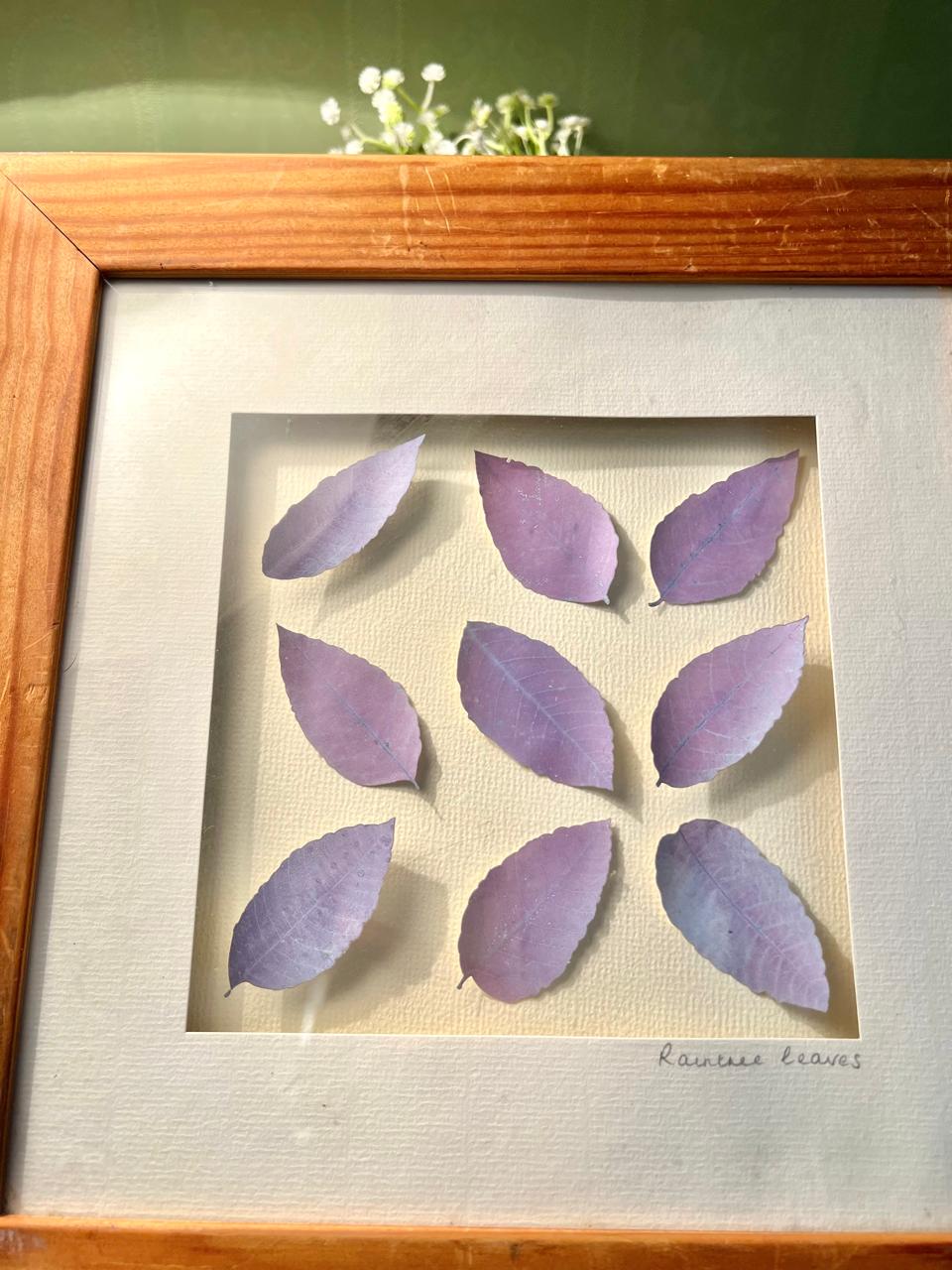 Purple Leaf Framed Artwork in Wood Frame – Approx. 12 Inch