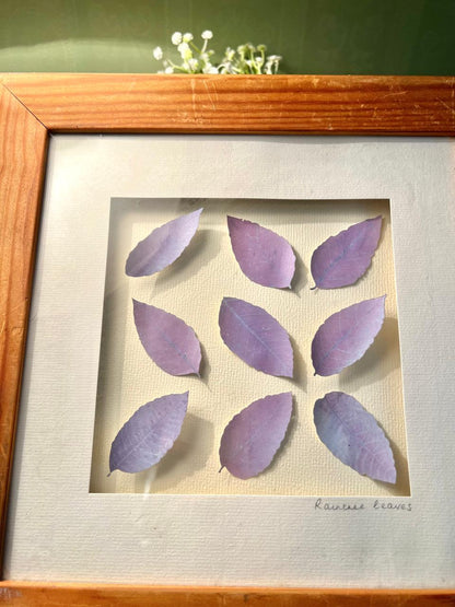 Purple Leaf Framed Artwork in Wood Frame – Approx. 12 Inch