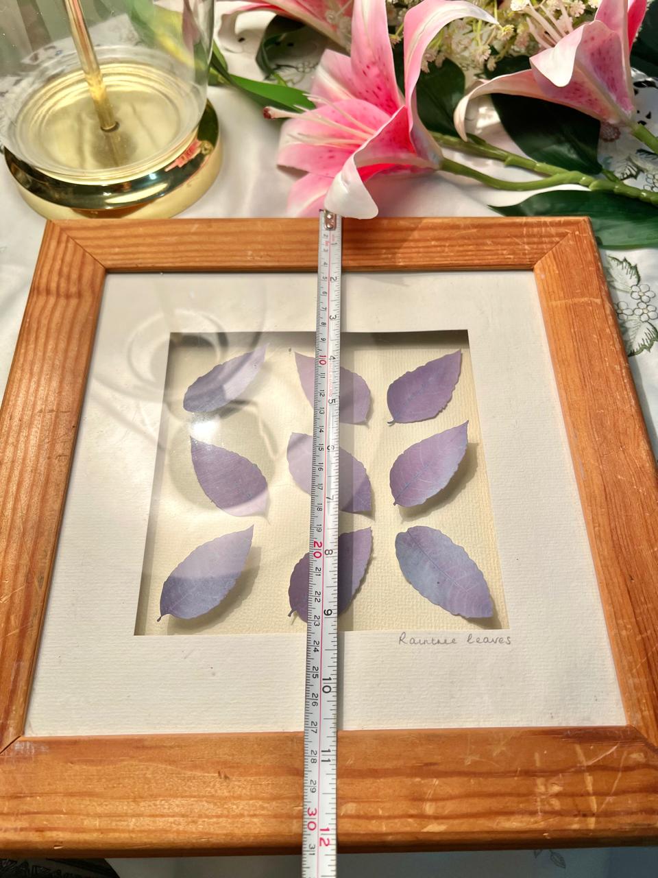 Purple Leaf Framed Artwork in Wood Frame – Approx. 12 Inch