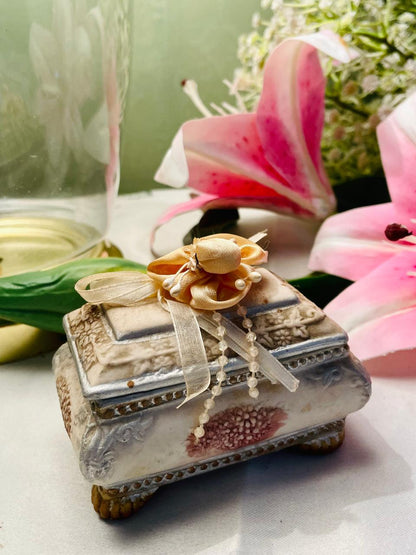 Ornate Floral Lidded Trinket Box – Approx. 4 Inch