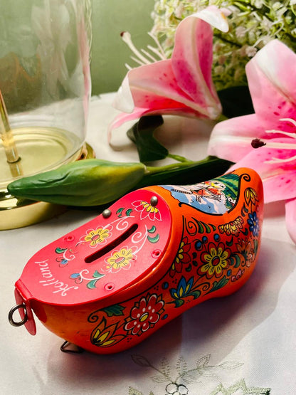 Holland Wooden Clog Coin Bank – Approx. 6 Inch