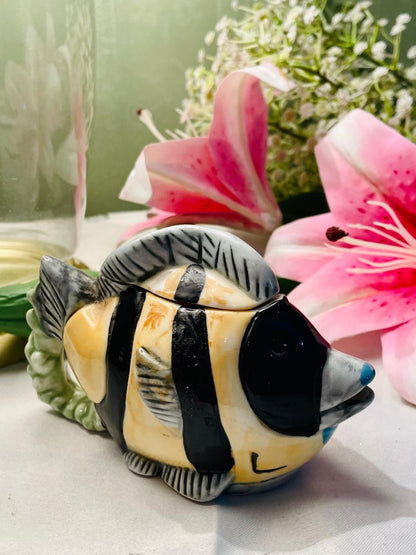 Striped Fish Ceramic Lidded Trinket Box – Approx. 5 Inch