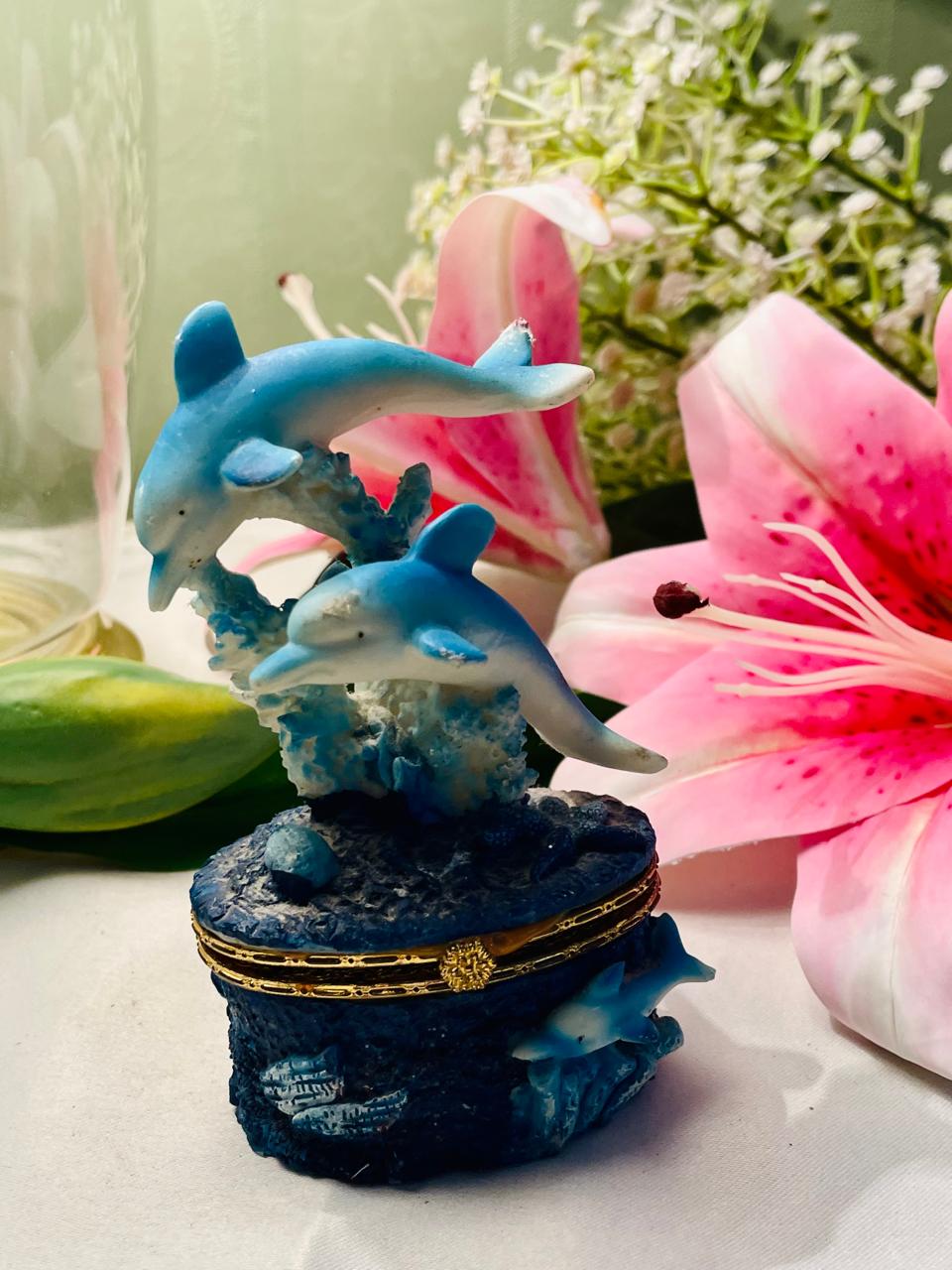 Blue Dolphin Hinged Trinket Box – Approx. 5 Inch