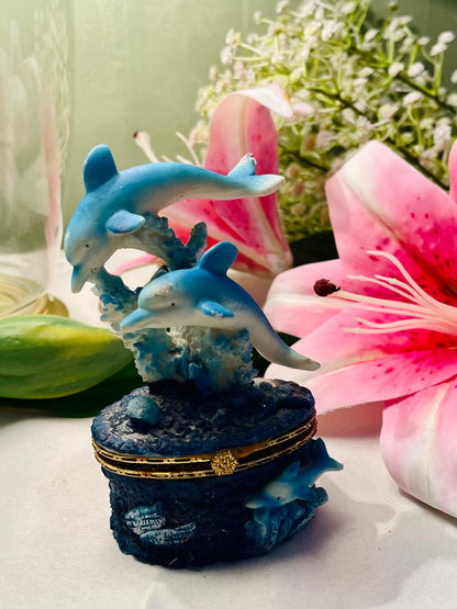 Blue Dolphin Hinged Trinket Box – Approx. 5 Inch