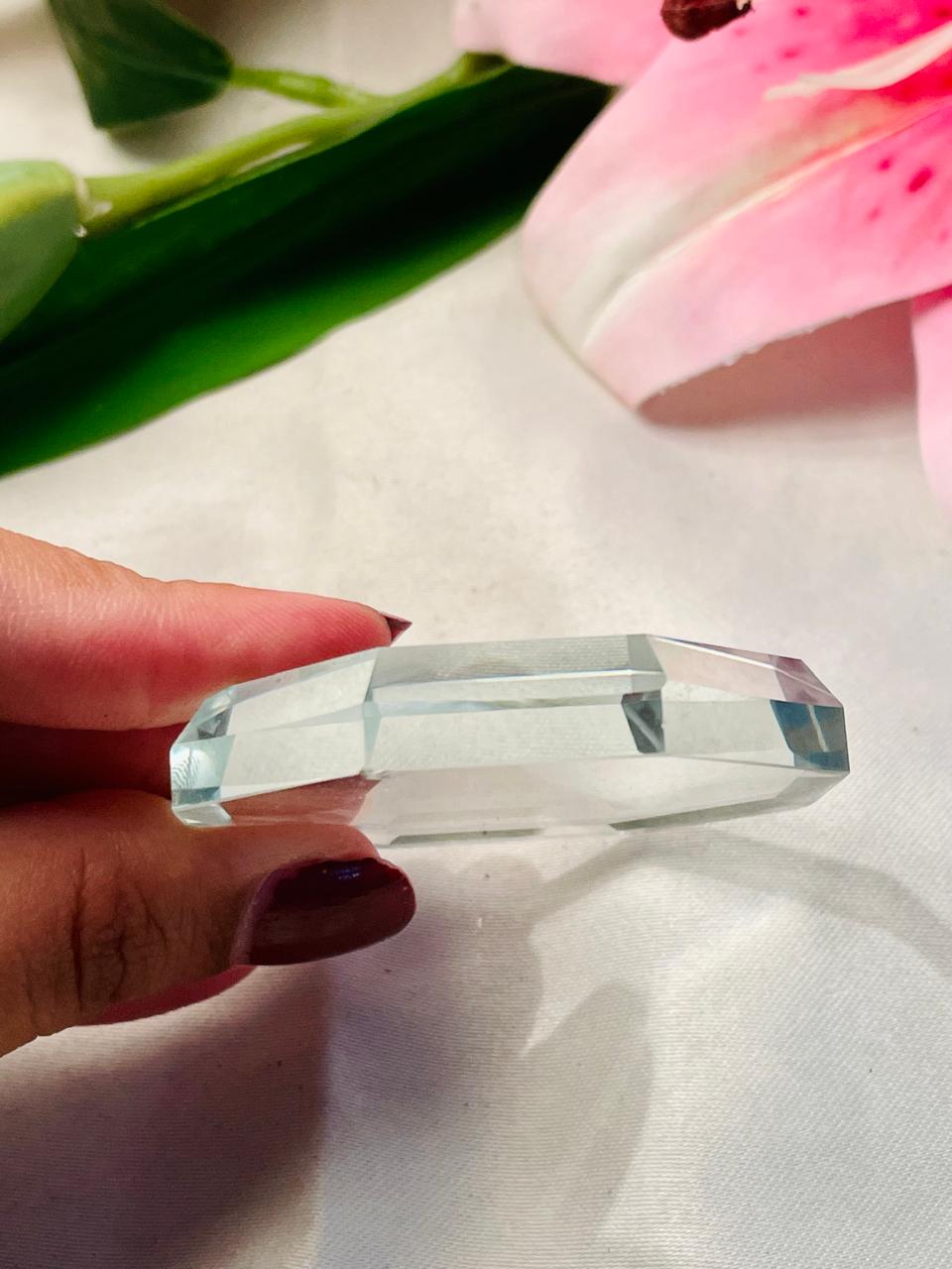 Clear Faceted Crystal Paperweight Approx. 5 cm
