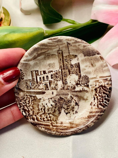 Vintage Sepia Scenic Mini Dish Approx. 8 cm