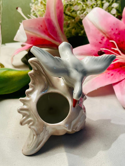 Ceramic Shell & Bird Miniature Decor – 4 in