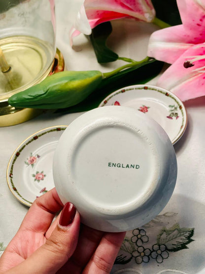 Floral Gold-Rim Mini Plates 3-Piece Set Approx. 9 cm