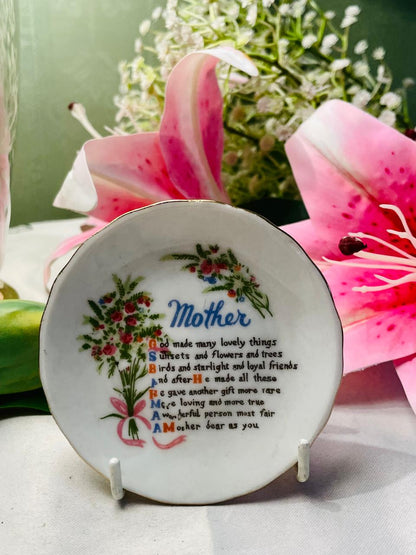 Mother Floral Sentiment Wall Plate Approx. 9 cm