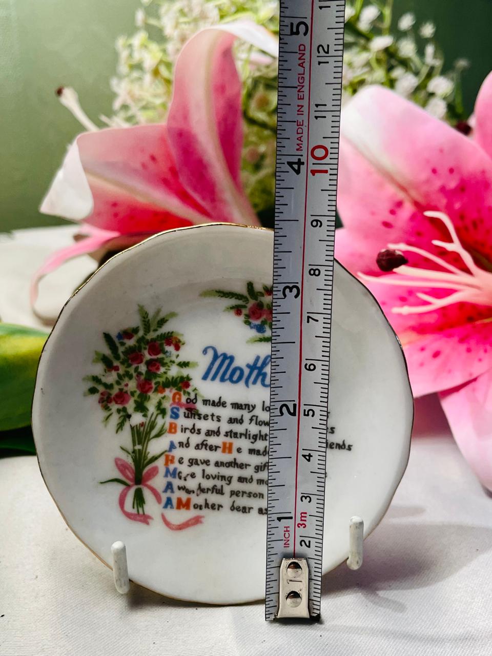 Mother Floral Sentiment Wall Plate Approx. 9 cm