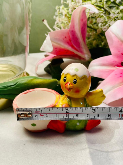 Ceramic Chick Egg Cup Holder with Bowl – 4 in