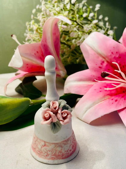 Pink Rose Ceramic Decorative Bell – 4 in