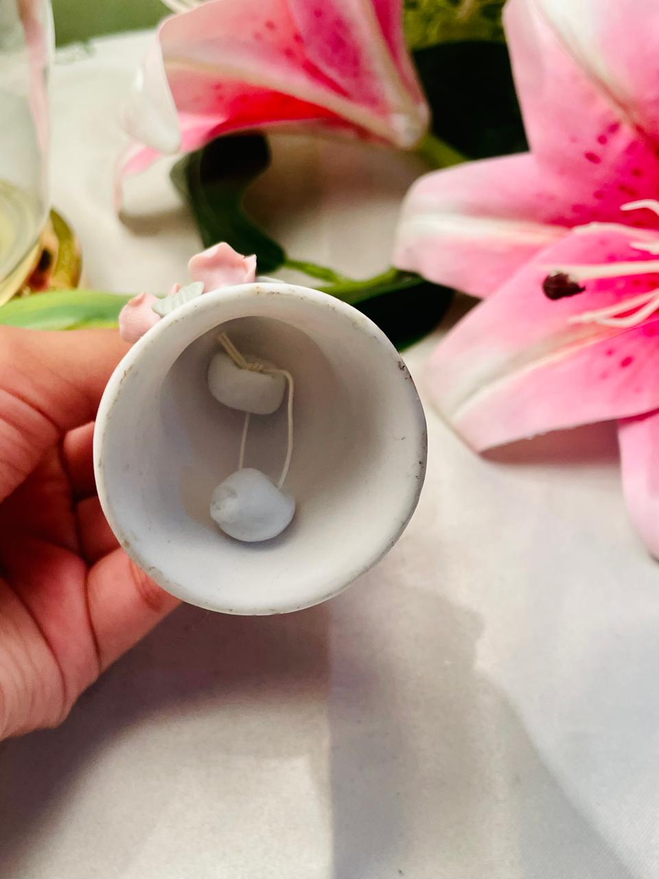 Pink Rose Ceramic Decorative Bell – 4 in