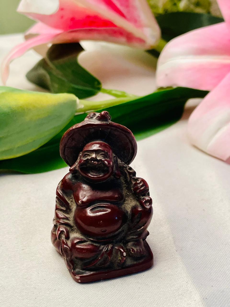Dark Brown Laughing Buddha Miniature Figurine – 2 in