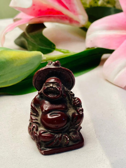 Dark Brown Laughing Buddha Miniature Figurine – 2 in