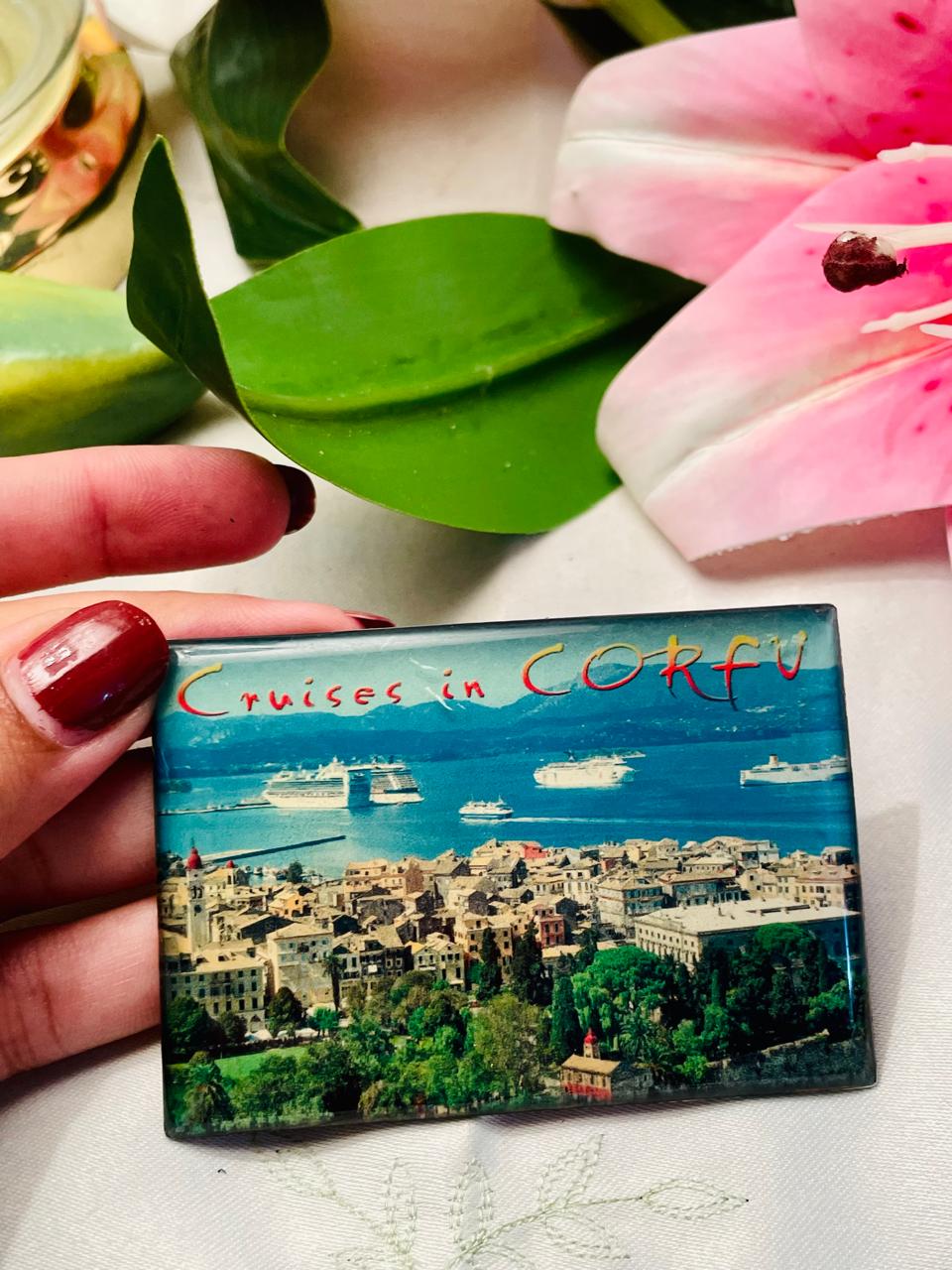 Corfu Cruise Scenic Souvenir Magnet Approx. 9 cm
