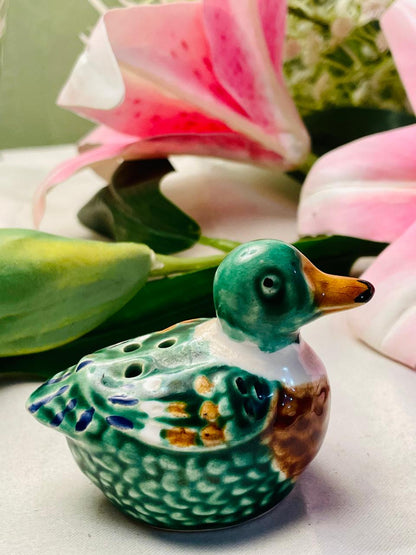 Green Duck Ceramic Shaker Figurine – 3 in