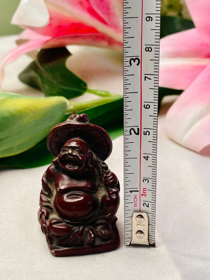 Dark Brown Laughing Buddha Miniature Figurine – 2 in