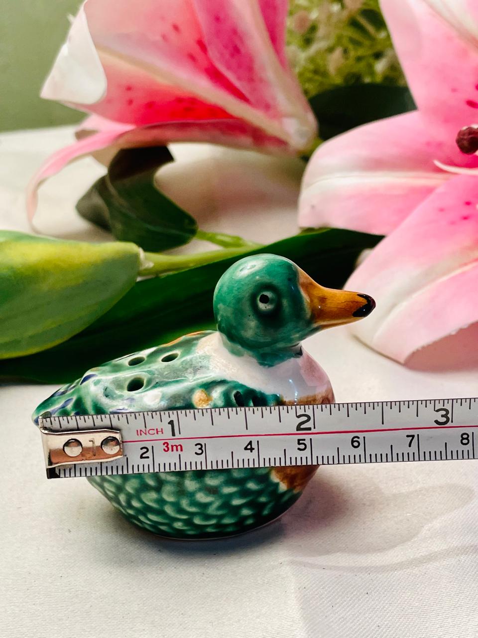 Green Duck Ceramic Shaker Figurine – 3 in