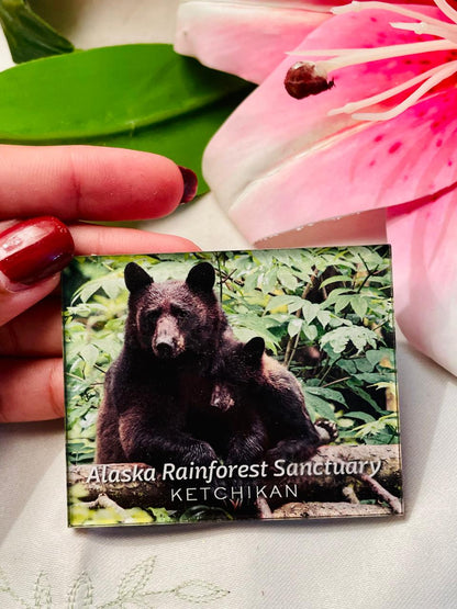Alaska Rainforest Sanctuary Ketchikan Bear Souvenir Magnet Approx. 9 cm