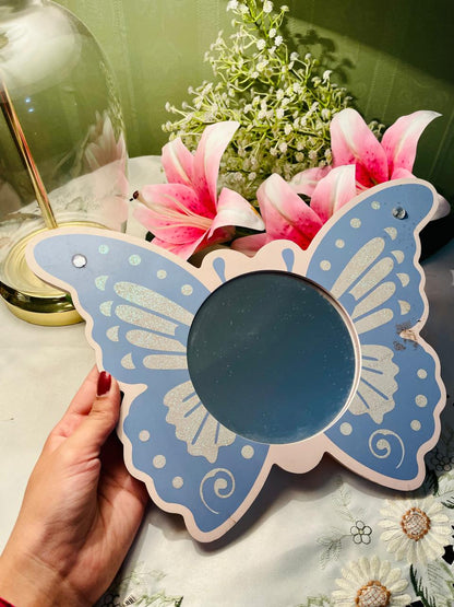 Blue Butterfly Decorative Wall Mirror – 10 in