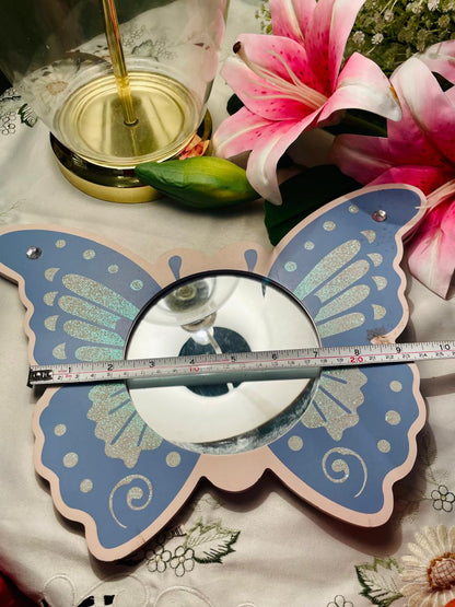 Blue Butterfly Decorative Wall Mirror – 10 in
