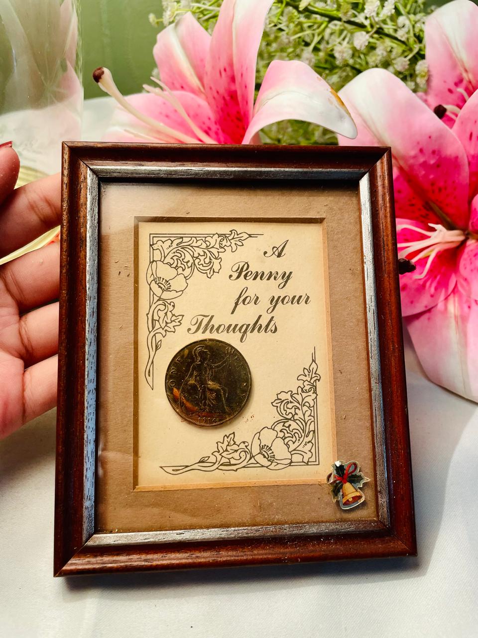 1914 Penny “A Penny for Your Thoughts” Framed Display – 6 in