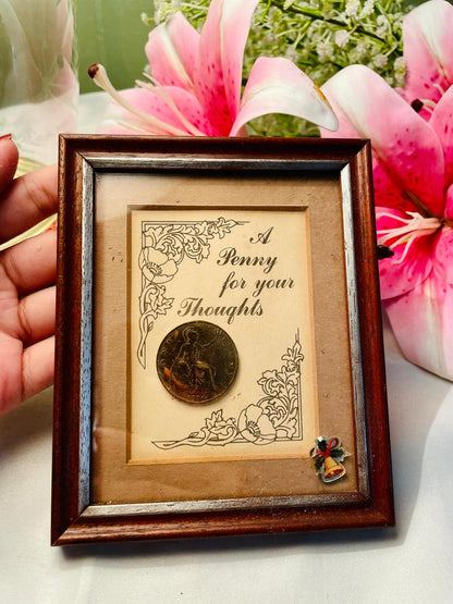 1914 Penny “A Penny for Your Thoughts” Framed Display – 6 in