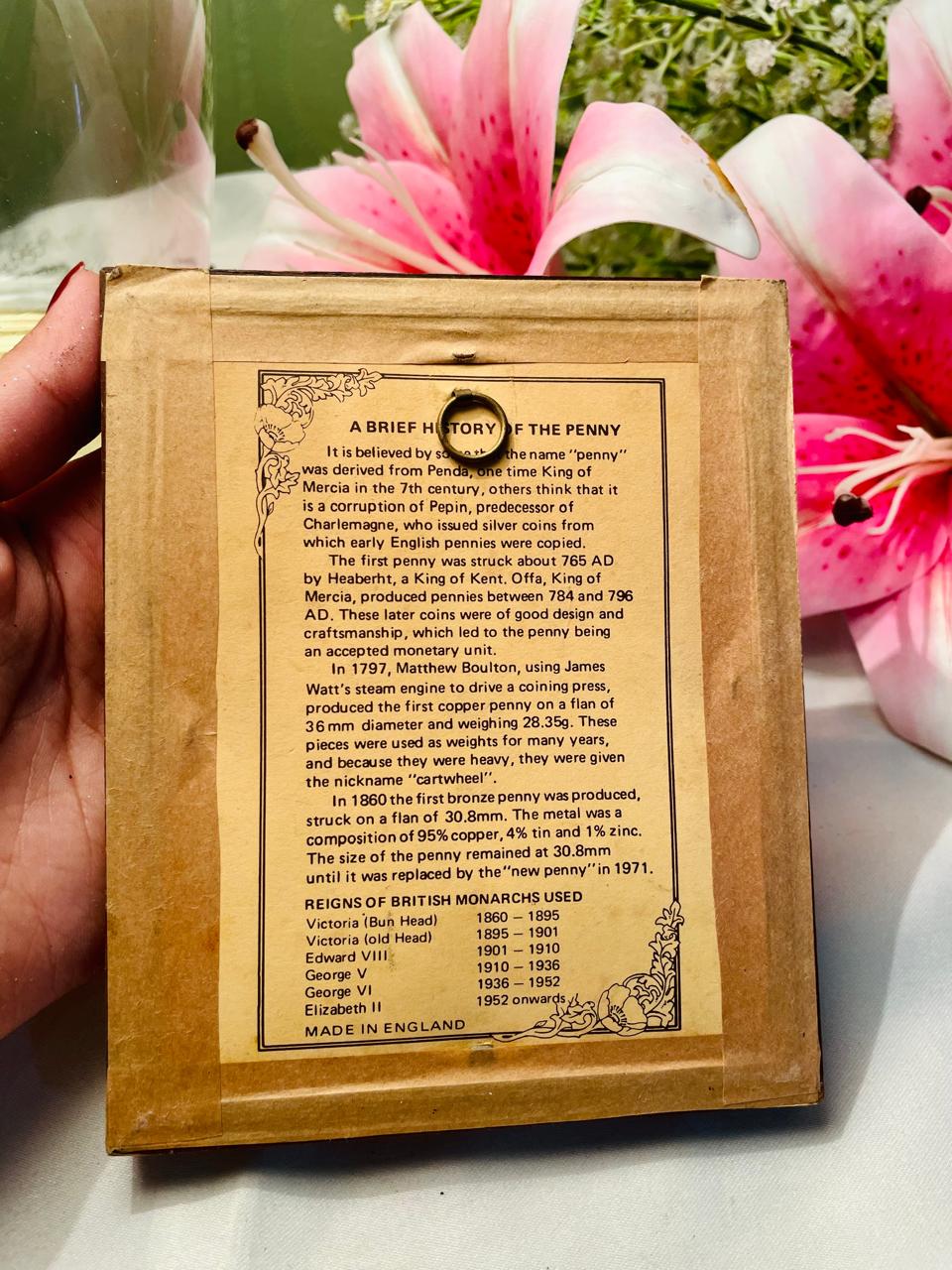 1914 Penny “A Penny for Your Thoughts” Framed Display – 6 in