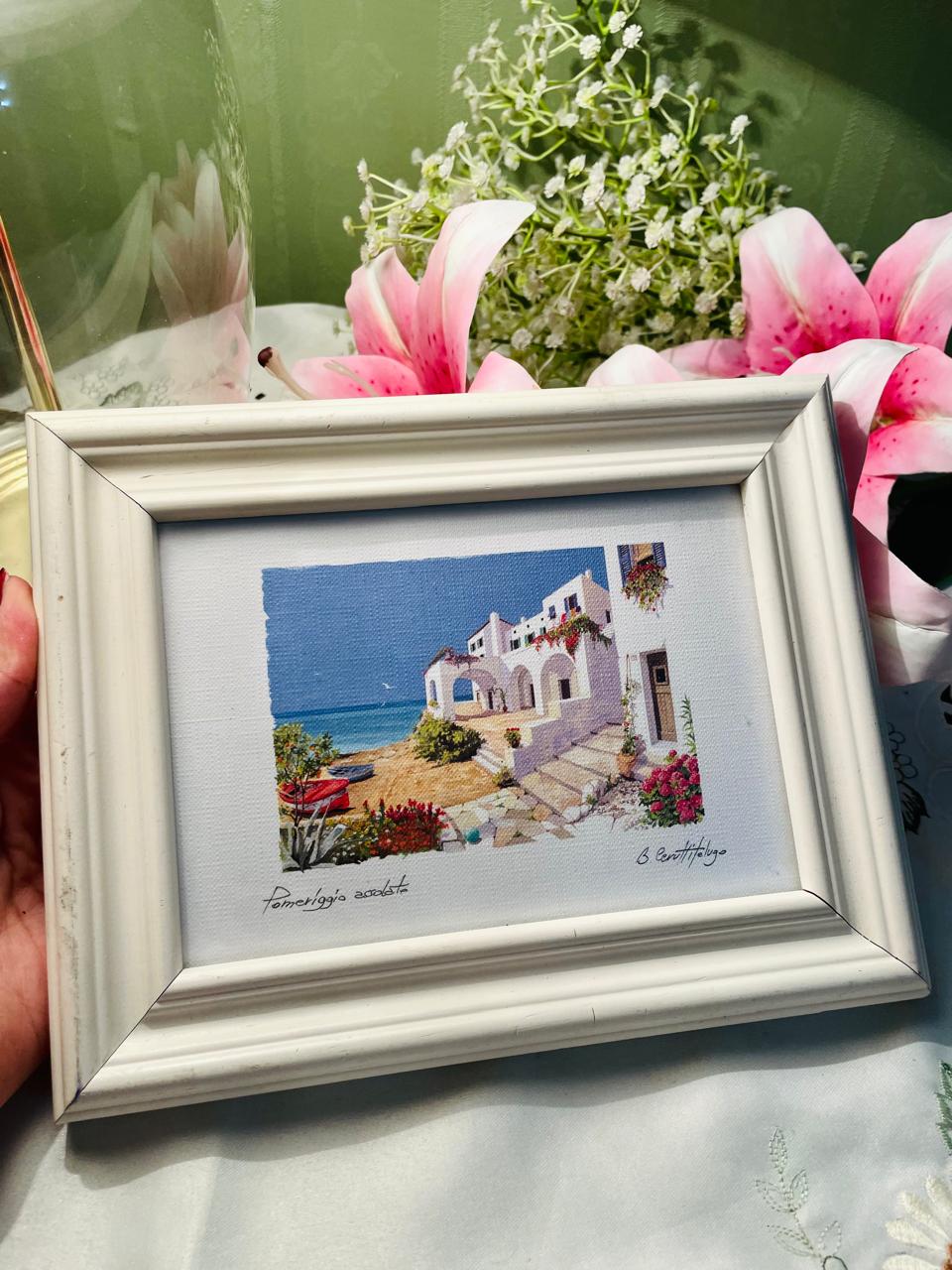 Mediterranean Courtyard Framed Art Painting – 9 in