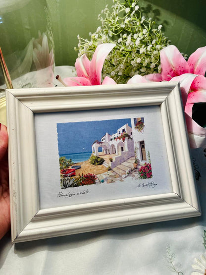 Mediterranean Courtyard Framed Art Painting – 9 in
